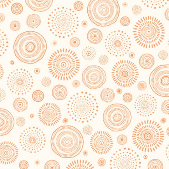 P & B Textiles; Fabric P & B Textiles Orange Tossed Geo Wheels Mini Menagerie by the Quarter Yard MMEN6121-EJ; Category:Quilt Fabric; Image:1